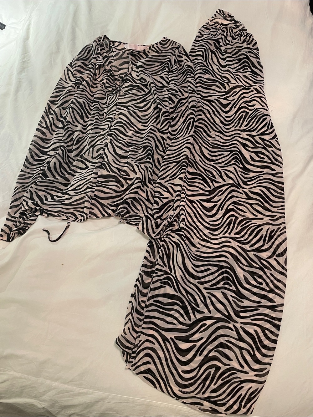 Victoria's Secret Black & White sheer.  Zebra Print Pajamas Sz S